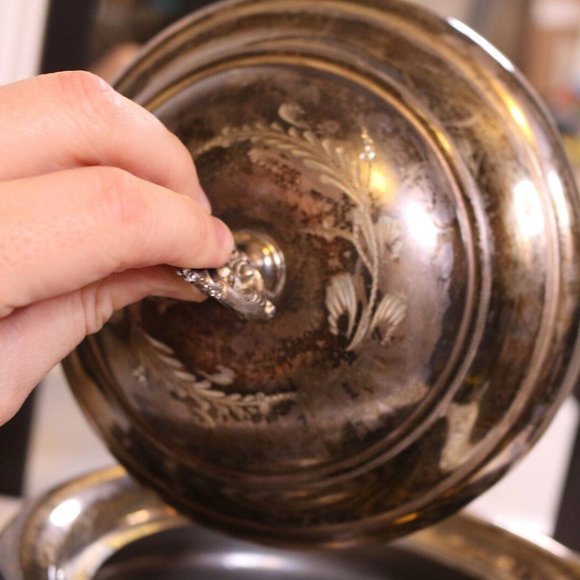 Silver Plated Serving Dish, By Monarch Plate Brand 1220 With Plate - Picture 4 of 8